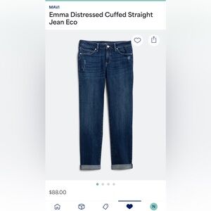 Mavi Emma Straight Leg Jean size 8